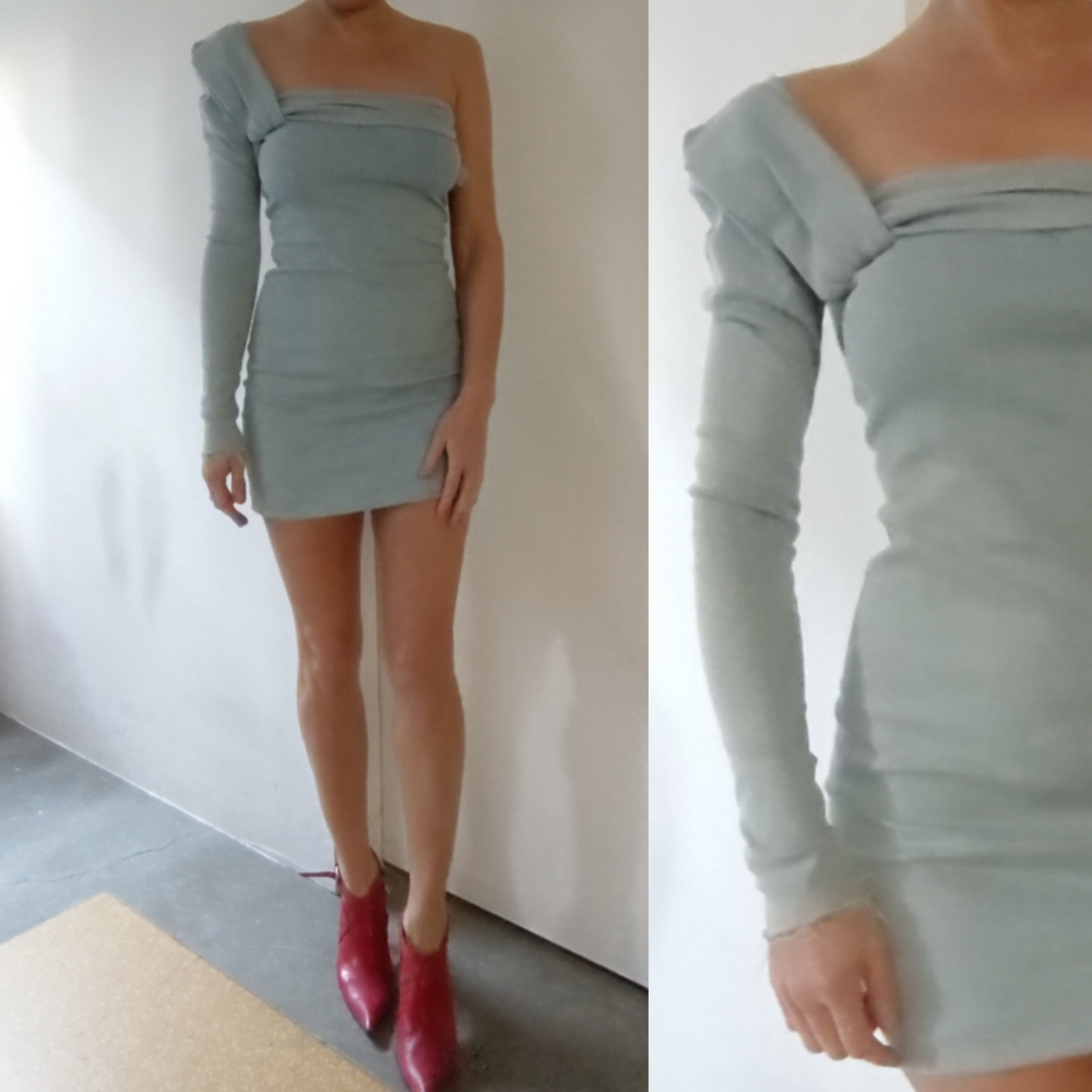 Nwt Acne one puff sleeve shoulder denim dress xs - Picture 1 of 5